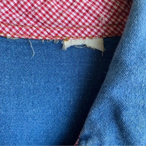 Vintage Denim Button Up Short Sleeve Shirt Women’s Size Small 80s Top - Picture 3 of 3